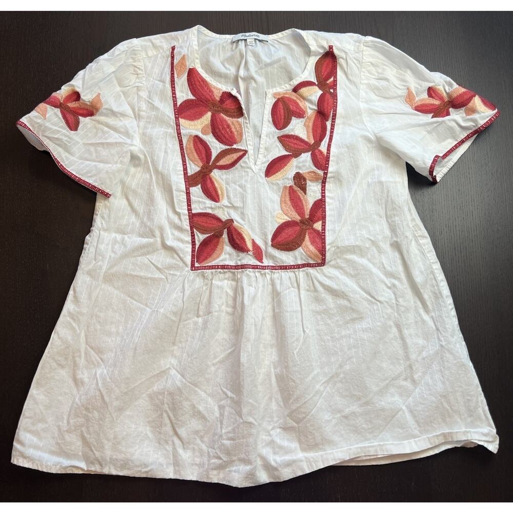Madewell Floral Embroidered Boho Cotton Peasant Top Wonen’s Size XXS Shirt